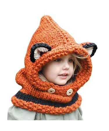 Azornic Baby Girls Boys Winter Hat Scarf Earflap Hood Scarves Caps for 2-8 Years Kids M Orange