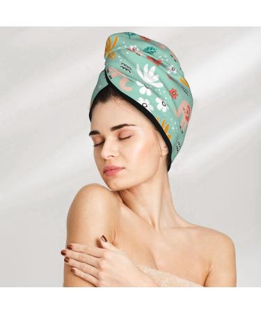 Elephant & Flowers Microfiber Hair Towel - Super Absorbent Coral Velvet Wrap for Long Curly & Thick Hair - Buy Online on GoSupps.com