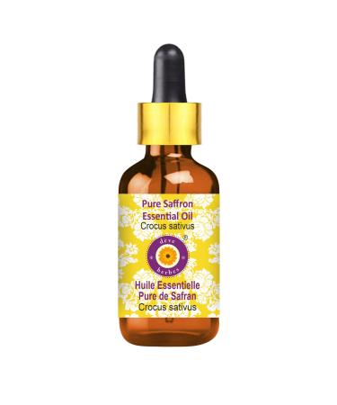 Deve Herbes Pure Saffron Essential Oil (Crocus sativus) with Glass Dropper Steam Distilled 10ml (0.33 oz)
