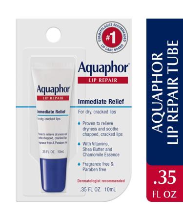 Aquaphor Lip Repair Ointment - Long-lasting Moisture for Dry Chapped Lips - .35 fl. oz. Butter Tube - Buy Online on GoSupps.com