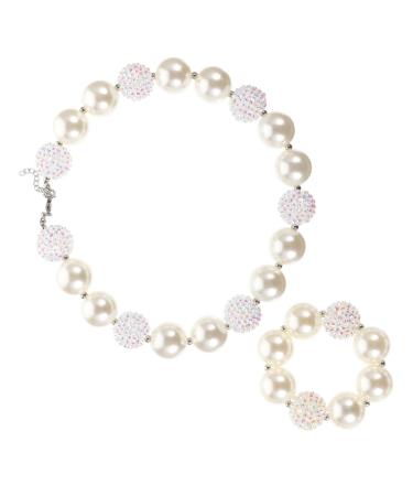 ibasenice 2 Sets Necklace Set White Bracelet Girls Necklaces Girls Necklace Toy Kidcraft Playset Toddler Girl Bead Bracelet Choker Necklaces for Girls Necklace for Girls Acrylic Child