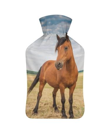 Sky Horse Hot Water Bottle With Cover Plush Bed Bottle Hand Warmer For Adults And Children 26.5X15.3cm