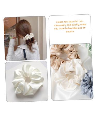Wooneky 5pcs Bridesmaid Hair Accessories - Satin Elastic Hair Bands and Scrunchies Set in White - Wedding and Girls Hair Wrap - Buy Online on GoSupps.com