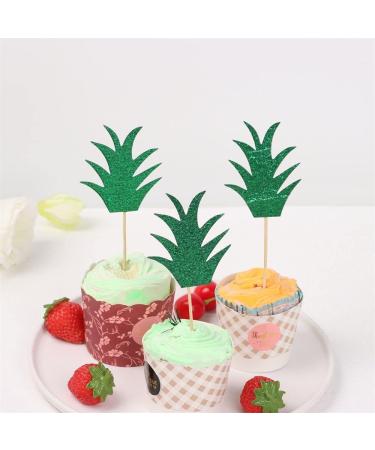24Pcs Pineapple Cupcake Toppers Green Glitter Summer Tropical Donut Cake Toppers Bridal Birthday 24 Pcs - Buy Online on GoSupps.com