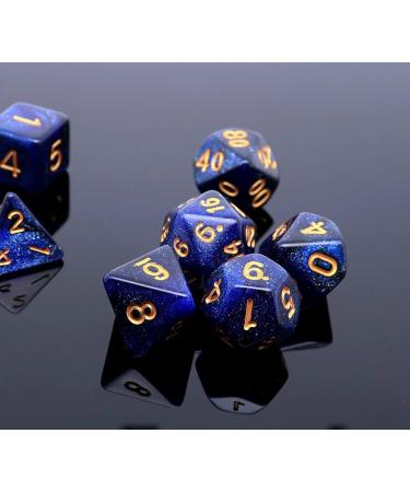 CREEBUY Dark Blue Mix Black Nebula DND Dice Set - 7Pcs Polyhedral Dice for D&D RPG with Dice Bag - Buy Online on GoSupps.com