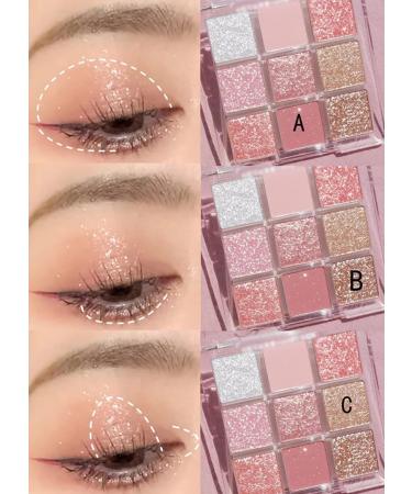 Kayswang 9-Color Glitter Eyeshadow Palette - Matte, High Pigment, Waterproof - Autumn-Winter Shades (Pink + Orange) - Buy Online on GoSupps.com