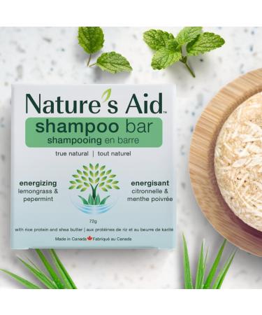 Nature's Aid Energizing Natural Rice Water Shampoo Bar for Hair Growth Strengthening & Thickening Shampoo for All Hair Types. Natural Lather and Salon Quality. Vegan. Made in Canada. (Lemongrass Peppermint) 72g - Buy Online on GoSupps.com