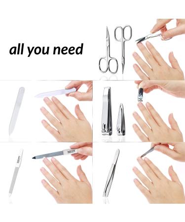 Marqus 7-Piece Manicure Set for Men & Women - Solingen Quality Patented Glass Files Real Leather Etui - Soft & Handy - Pink - Buy Online on GoSupps.com