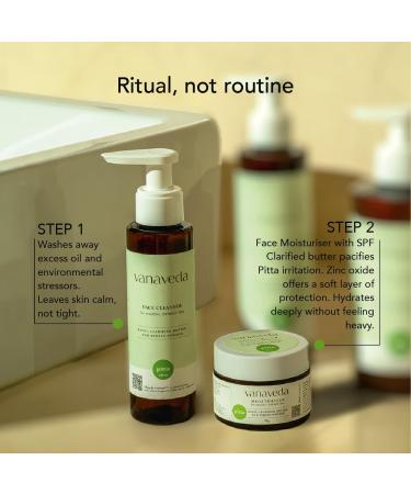 Vanaveda Moisturiser Pitta for Sensitive Inflamed Skin with Zinc Oxide Cow Ghee & Manjishtha | Dosha Balancing Pitta Skincare | Sun Protection | 50g - Buy Online on GoSupps.com
