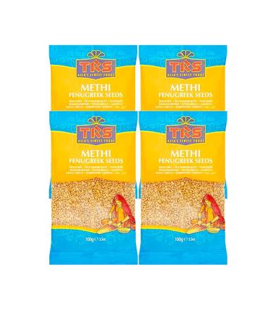 TRS Methi Seeds | 100G | Methi Seeds | Fenugreek Seeds | Indian Spice | Fresh Natural Dried Fenugreek | Used in Cooking & Ayurvedic Spice | Indian Origin (Pack of 4)