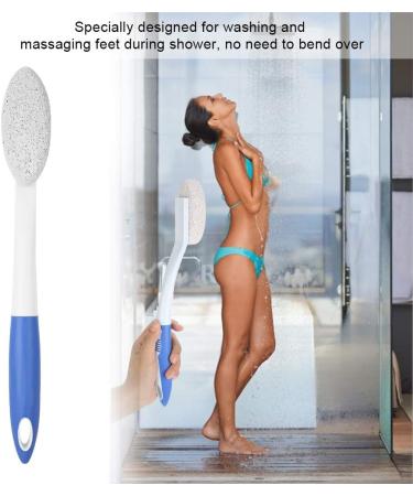 Toe and Foot Towel Brush with Pumice Stone Reusable Drying for Cleaning Between Toes Soft Skin Exfoliation Long Handle for Seniors Adults Kids - Buy Online on GoSupps.com