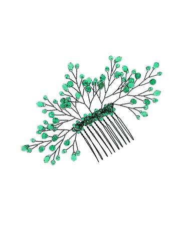 VINTORKY Green Branches and Leaves Hair Comb Crystal Bride Wedding Hair Comb Bride Crystal bridal hair comb rhinestone barrettes crystal leaf hair comb bridesmaid vintage rhinestones Metal