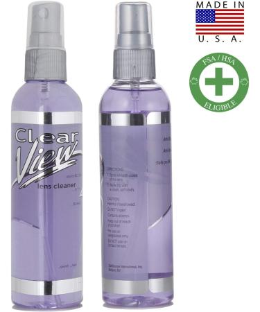 2-Pack Eyeglass Lens Cleaner Spray - Clear View Glasses Cleaning & Microfiber Cloth for Screens, Lenses, Sunglasses - 4oz - Buy Online on GoSupps.com