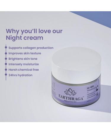 Earthraga HA+Retinol Advanced Night Cream with Squalane & Vitamin E 50 gm - Buy Online on GoSupps.com