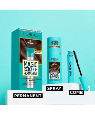 L'Or al Magic Retouch Instant Root Concealer Spray Ideal for Touching Up Grey Root Regrowth 75 ml Colour: Dark Brown DARK BROWN 75 ml (Pack of 1) - Buy Online on GoSupps.com
