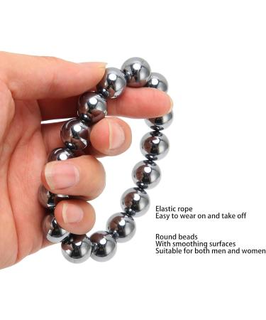 Terahertz Stone Bracelet for Blood Circulation | 14mm Round Pearl Chain for Men & Women | Safe & Comfortable Wear - Buy Online on GoSupps.com