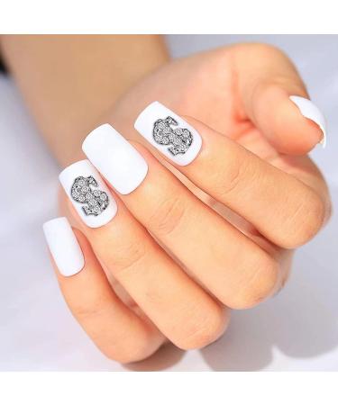 RUNRAYAY 40Pcs 3D Dollar Sign Nail Art Charms with Rhinestones Silver Nail Studs Diamonds for Nail Art Accessories Retro Nail Jewelry Decoration for DIY Crafts Nail Decor - Buy Online on GoSupps.com
