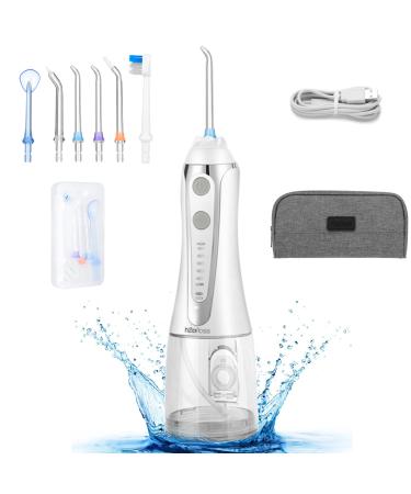 Water Flosser for Teeth H2ofloss Cordless Oral Irrigator IPX7 Waterproof Water Dental Flosser 5 Modes Dental Water Pick USB Rechargeable for 30 Days Use at Home/Travel White