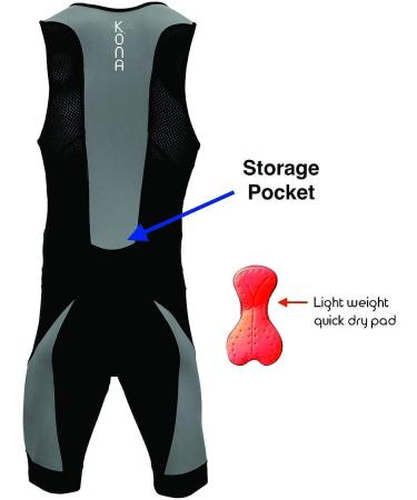 Kona II Men's Sleeveless Triathlon Suit with Storage Pocket - Small Charcoal/Black - Buy Online on GoSupps.com