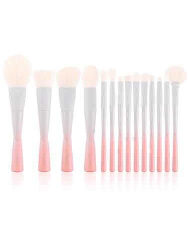 Docolor 14-Piece Pink Makeup Brush Set - Premium Synthetic Kabuki Brushes for Foundation, Blending, Powder, Blush, Concealers, and Eye Shadows - Small Waist Design - Gift Box Included - Buy Online on GoSupps.com