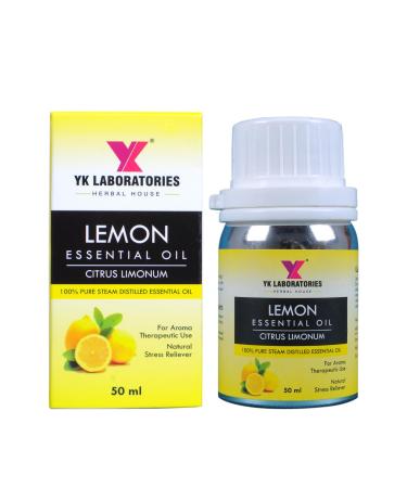 YK LABORATORIES Lemon Essential Oil Natural | Therapeutic Grade & Undiluted - 50ml