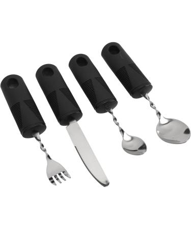 Weighted Silverware Black Handle Durable Ergonomic Design Arthritic Hands Adaptive Utensil for Home Hospital - Buy Online on GoSupps.com