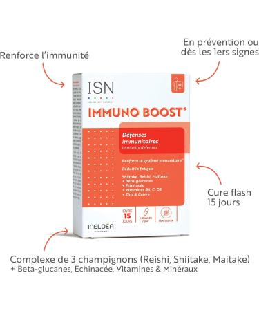 ISN - IMMUNO BOOST - Renforce l'immunit & R duit la fatigue - chinac e B ta-glucanes Vitamines B6 C & D3 Zinc & Cuivre - Complexe de 3 champignons : Reishi Shiitake & Mitake - Cure de 15 jours - Buy Online on GoSupps.com