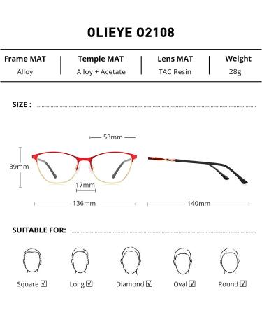 OLIEYE Cat Eye Reading Glasses for Women - Retro Design Computer Readers with Spring Hinges Red-53 4.0x - Buy Online on GoSupps.com