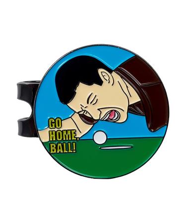 SPORTY BUFF Golf Ball Marker with Magnetic Hat Clip - Funny Golf Gift GO HOME BALL