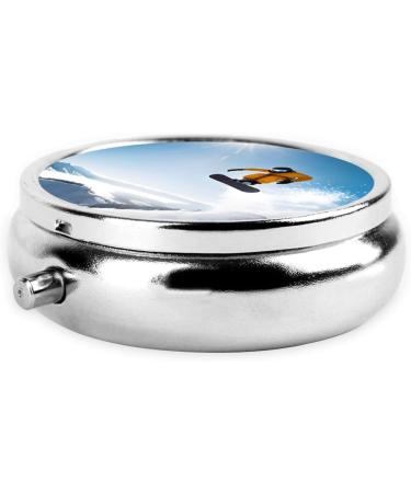 Snowboarding Mini Round Pill Box | 3 Compartment Portable Pill Organizer for Travel & Home - Buy Online on GoSupps.com