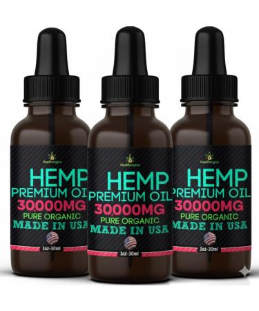 Hemp Oil -3 Pack-High Potensy Hemp Seed Oil-Made in USA, Organic Hempoil, Full Flavor Natural Benefits, for Skin, Relief, Sleep, Calm, Discomfort, Massage-Safe for Pets-Full Omega 3,6, 9