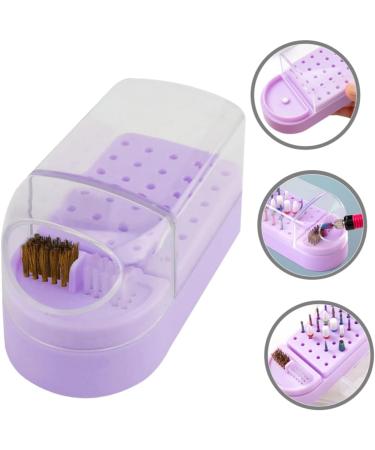 minkissy Box Drills Cleaning Brush Nail Art Salon Goods Manicure Polishing Heads Organizer Nail Drill Holder Drill Bit Holder Nail Drill Bits Container Purple Tool Holder Ceramics Plastic - Buy Online on GoSupps.com
