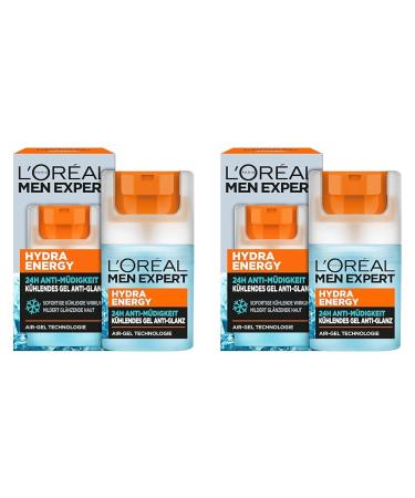 L'Or al Men Expert Cooling anti-gloss facial care for men matting and refreshing gel 24h anti-fatigue face cream for men with sea source water Hydra Energy 1 x 50 ml of new face care (pack with 2) Face care NEW