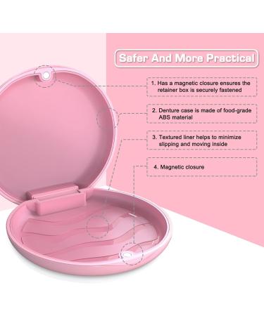 Dnom Dose of Bite: Premium Denture Container & Prosthesis Box - Pink Round with Silicone Mat - Buy Online on GoSupps.com