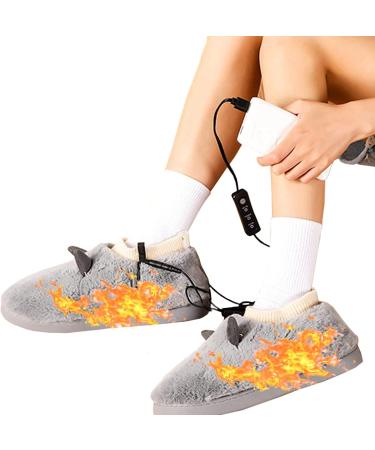Electrical foot warmer USB foot warmer Winter warm slippers Electric plush foot warmers Sweet slippers Washbal shoes for men inside (gray 44 45) (color: light 42 43 Light Green