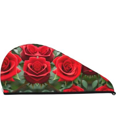 Red Rose Coral Velvet Dry Hair Cap | Ideal for Home Travel Pool Parties & Baths Shop Now - Buy Online on GoSupps.com