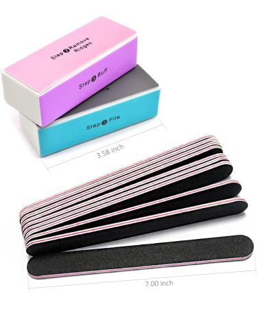 Nail File and Polishing Buffer Block Set - 2pcs 4-Way Buffing Polish for Shine & 10pcs Double Sided 100/180 Grit Emery Board Filer - Buy Online on GoSupps.com