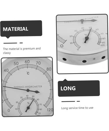 Garneck Sauna Moisture Thermometer & Hygrometer - Stainless Steel Room Thermometer & Wall Clock for Home - Accurate Pressure Display - Buy Online on GoSupps.com