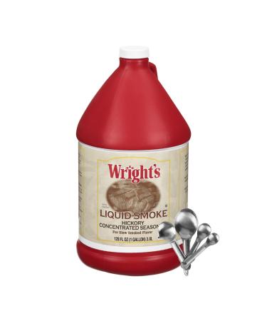 Zippy Sweets - Hickory Seasoning Liquid Smoke Concentrate Premium Liquid Smoke 1 Gallon (3.8 L) with Bonus 4 Piece Measuring Spoon Set - Add a Slow Smoke Flavour to Your Favourite Dish!