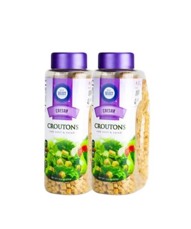 Best Select 2 Pack Mini Croutons for Soups and Salads - 15 oz - Caesar Flavor - Kosher Non Dairy - Resealable Container - Add a Delicious Crunch to Your Next Meal