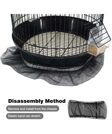 Universal Bird Cage Seed Catcher Guard Net Cover - 50-90 Inch Black Nylon Mesh Skirt for Round/Square Cages | Parrot Seed Catcher Net - Soft & Stretchy - Buy Online on GoSupps.com