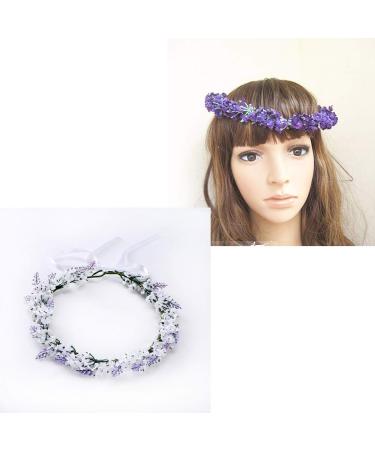 Lavender Flower Wreath Headband Crown | Bridal & Women's Hair Accessory for Weddings & Parties - Buy Online on GoSupps.com