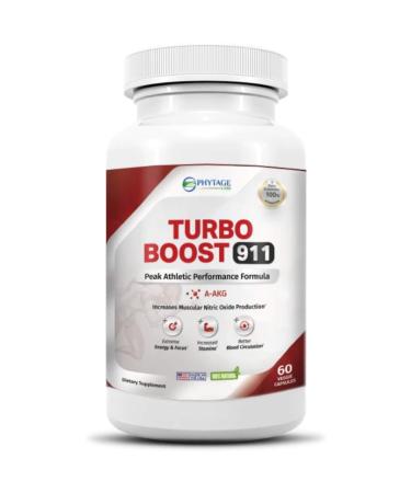 Turbo Boost 911 Nitric Oxide Booster Circulation Energy Boost Mental Focus (N-O) Supplement 60 Capsules