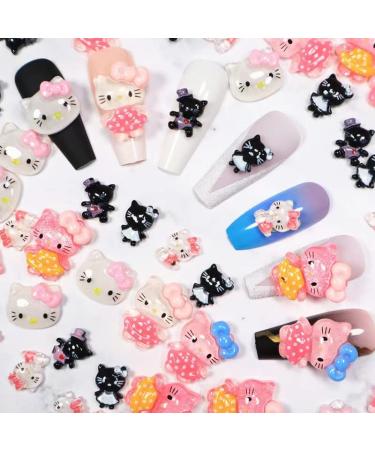 60Pcs Kawaii Nail Charms Cute Cartoon Nail Art Supplies for Acrylic Nails 3D Nail Charms Slime Nail Decorations Flatback Resin Charms for DIY Craft