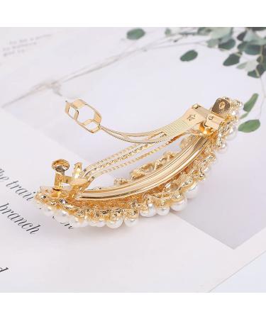 Yusier Pearl Hair Barrettes - Vintage French Double Clasp Decorative Accessories for Women and Girls - Buy Online on GoSupps.com