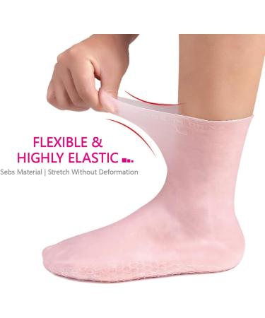 Silicone Moisturizing Gel Heel Socks - Anti-Slip Spa Socks for Dry Cracked Feet - Soft, Long Moisturizing Socks with Non-Slip Dots - SEBS Material with Vitamin - Pink S (35-39) - Buy Online on GoSupps.com