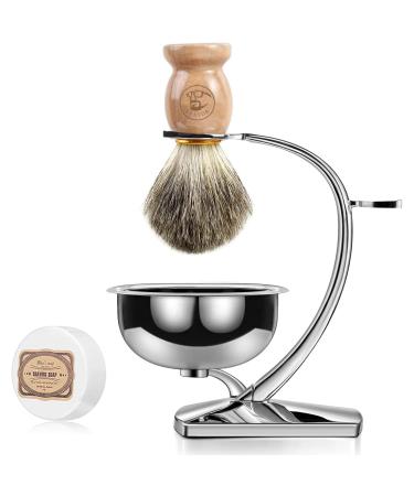 Ervor luxurious 4-in-1-shaving set for men shaving brush made of synthetic roof hair durable shaving brushes and stainless steel soap peel with soap gifts for men father husband shaving brush set 04