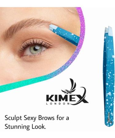 Kimex London Professional Eyebrow Tweezers - Stainless Steel Tweezers for Precise Grooming of Eyebrows & Ingrown Hair - for Men & Women (Ocean Blue) 1 Ocean Blue - Buy Online on GoSupps.com