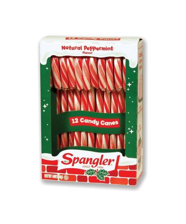 Spangler (1) Box Candy Canes - Peppermint Flavored Red & White Stripes - 12 Individually Wrapped Pieces per Box - Holiday & Christmas Candy - Net Wt. 5.3 oz