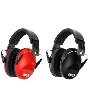 Dr.meter Ear Defenders Children Children Ear Defenders SNR 27dB Protective Earmuffs with Noise Blocking Children Ear muffs for Sleeping Studying Adjustable Head Band black+red